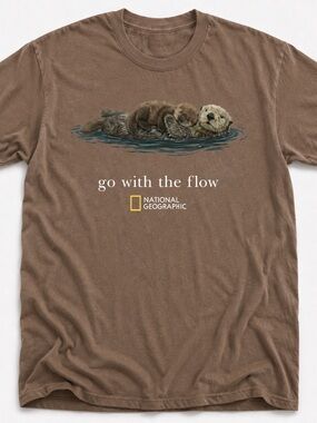 Gildan Brown Short Sleeve Tee with Otter Graphic